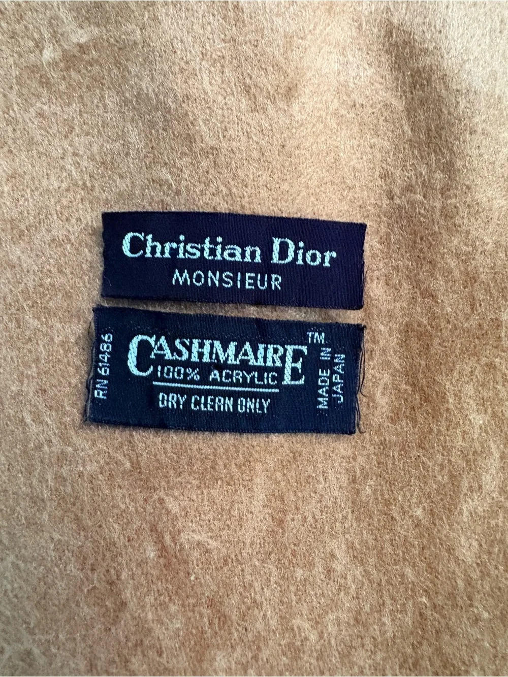 Christian Dior Cashmaire Scarf por Homme Camel Tan